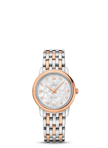 Omega De Ville Prestige Quartz 27.4 Stainless Steel / Red Gold / Silver Butterfly / Bracelet